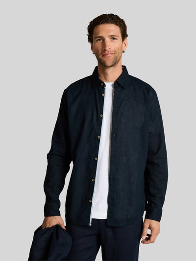 Tom Tailor Regular Fit Freizeithemd aus Leinen-Baumwolle-Mix Marine 4