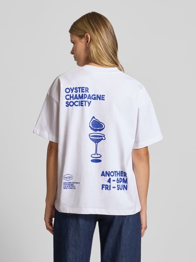 ANOTHER COTTON LAB Oversized T-Shirt mit Label-Print Modell 'Oyster and Champange' Weiss 5