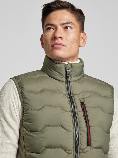 Tom Tailor Regular fit bodywarmer met borstzak met rits Olijfgroen - 3