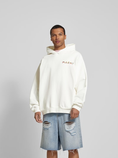 Marni Oversized Hoodie mit Label-Print Weiss 4