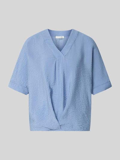 Produktfoto, Blusenshirt mit V-Ausschnitt von Christian Berg Woman in Hellblau mit Drapierung, Regular-Fit, 1/2-Arm, strukturierte Textur
