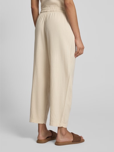 ICHI Stoffen broek van een mix van linnen en viscose met elastische band Beige - 5