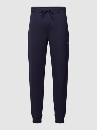 BOSS Sweatpants met structuurmotief, model 'Waffle' Donkerblauw - 2