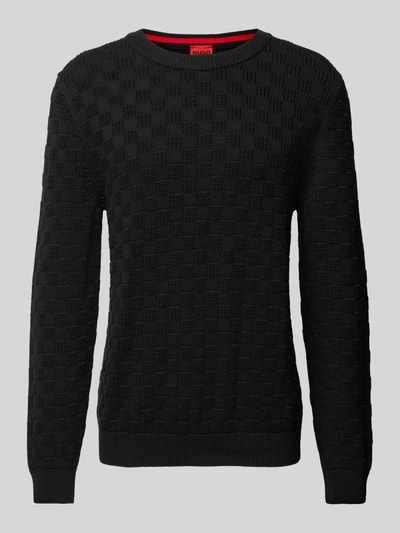 HUGO Strickpullover mit Rundhalsausschnitt Modell 'Selio' Black 1