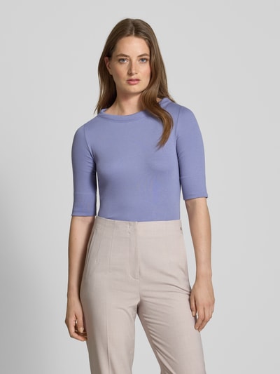 Marc Cain T-shirt van katoenmix met logo-applicatie Lavendel - 4