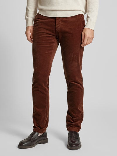 g1920 Slim fit corduroy broek, model 'Subway' Roestrood - 4