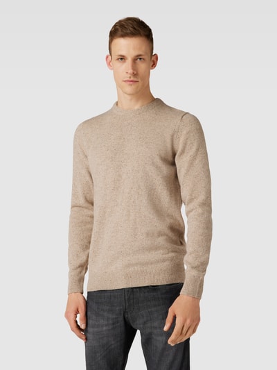 Barbour Strickpullover aus Escorial Woll-Mix mit Label-Stitching Sand Melange 4