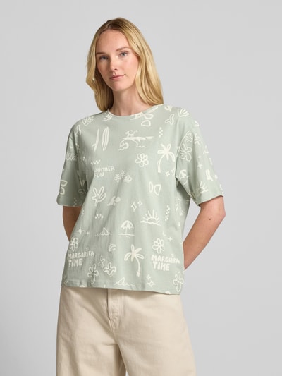 Jake*s Casual T-Shirt mit Allover Muster Mint 4