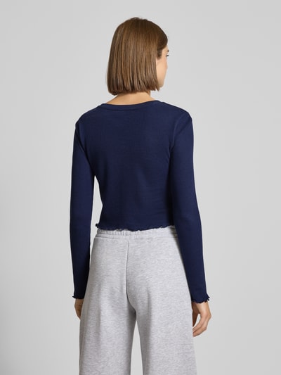 Review Shirt met lange mouwen en geschulpte zoom Marineblauw - 5