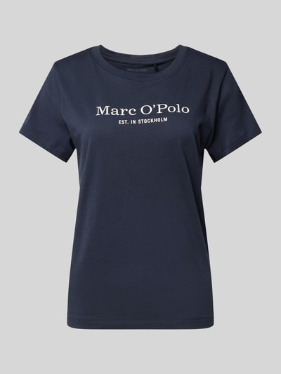 Marc O'Polo T-shirt met labelprint, model 'MIX N MATCH' Donkerblauw - 2