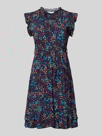 Apricot Knielanges Kleid aus Viskose mit Bindegürtel Marine 2