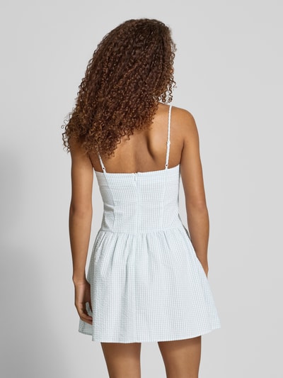 Review Minikleid mit Herz-Ausschnitt und Spaghettiträgern Bleu 5