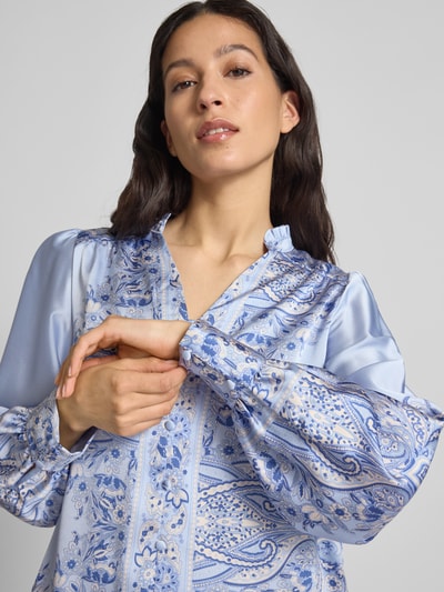 Neo Noir Slim fit blouse met tuniekkraag, model 'Massima' Lichtblauw - 3