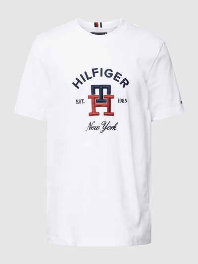 Tommy Hilfiger T-Shirt mit Label-Stitching Modell 'CURVED MONOGRAM' Weiss 2