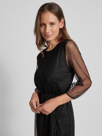 comma Knielanges Kleid mit Ziersteinbesatz Black 3