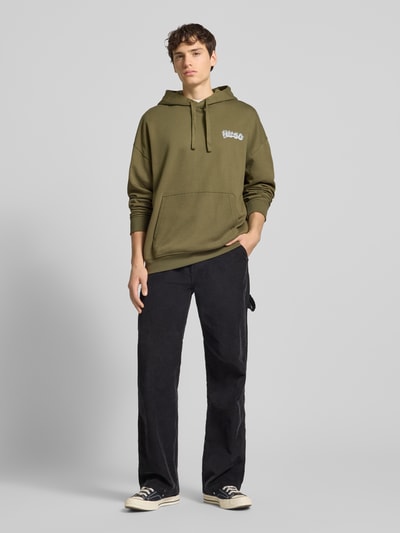 Hugo Blue Relaxed Fit Hoodie aus reiner Baumwolle Modell 'NYROHOOD' Oliv 1