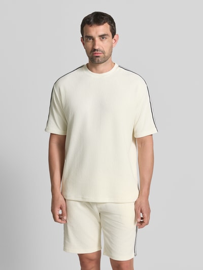 MCNEAL T-shirt met structuurpatroon en ronde hals Zand - 4