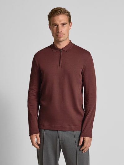 Christian Berg Men Slim Fit Poloshirt mit Reißverschluss Metallic Rot 4