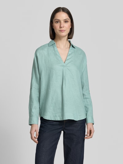 Christian Berg Woman Regular Fit Leinenbluse mit V-Ausschnitt Mint 4