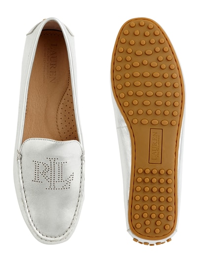 Lauren Ralph Lauren Mocassins van leer in metallic look, model 'Bartlett' Zilver - 5