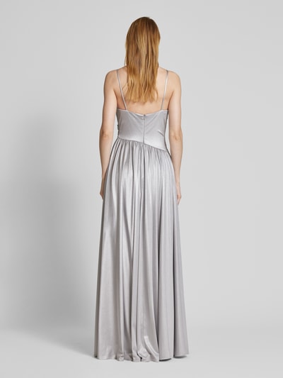 Unique Abendkleid mit gelegten Falten Metallic Blue 5