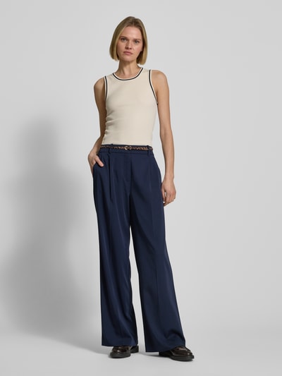 Christian Berg Woman Wide Leg Chino mit Gürtel Dunkelblau 1