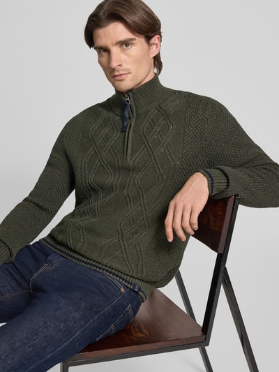 Lerros Sweter z dzianiny z kołnierzem Oliwkowy 3