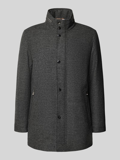 BOSS Regular fit wollen lange jas met opbergbare capuchon, model 'CAMRON' Lichtgrijs - 2