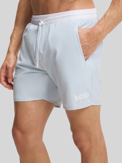 BOSS Regular Fit Badehose mit Logo-Print Modell 'STARFISH' Hellblau 2