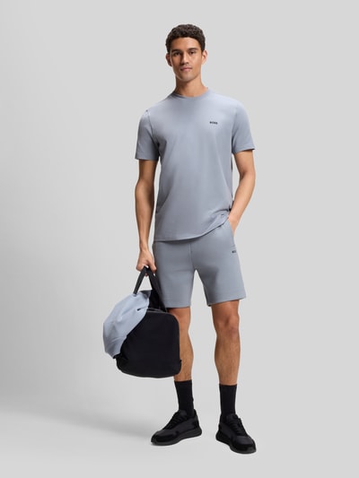 BOSS Green męski t-shirt o kroju regular fit z mieszanki bawełny Szaroniebieski 1