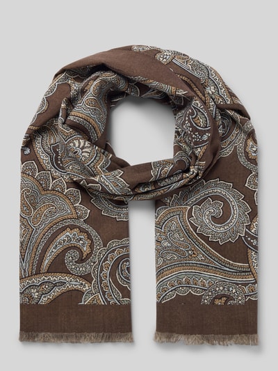 Produktfoto, Schal mit Paisley-Muster von altea aus reiner Baumwolle, braun, rechteckige Form, Allover-Look, 69 cm breit