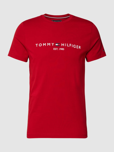 Tommy Hilfiger T-Shirt aus Baumwolle mit Label-Stitching Rot 2