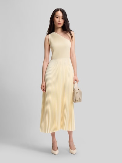 BOSS Tailliertes Cocktailkleid mit Viskose-Anteil Modell 'Foki' Hellgelb 1