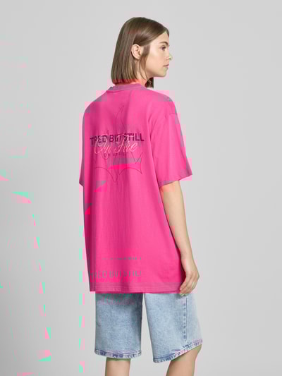 OH APRIL Oversized T-Shirt mit geripptem Rundhalsausschnitt Pink 4