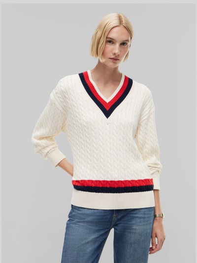 Tommy Hilfiger Regular Fit Pullover aus reiner Baumwolle Ecru 4
