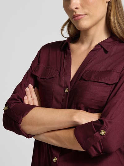Vero Moda Regular fit overhemdblouse van pure viscose, model 'BUMPY' Bordeaux - 3