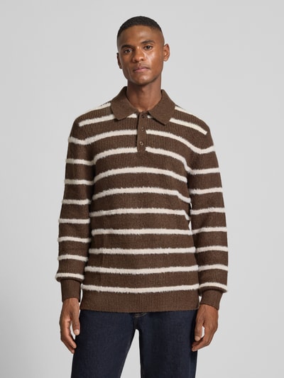 MCNEAL Gebreide pullover met kentkraag Middenbruin - 4