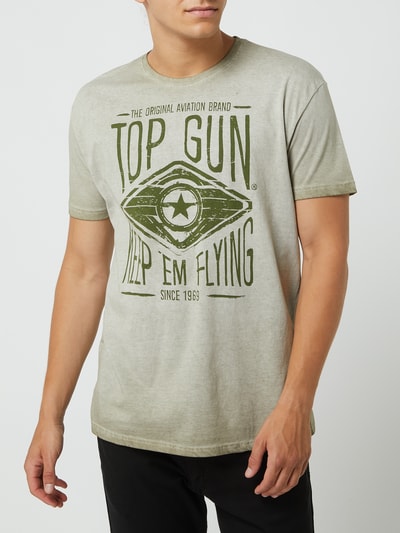 Top Gun T-shirt z nadrukiem z logo Oliwkowy 4