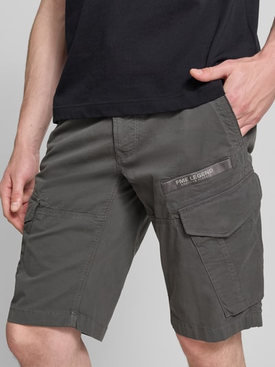 PME Legend tapered fit cargo bermuda’s met klepzakken model 'Nordrop' Antraciet - 3