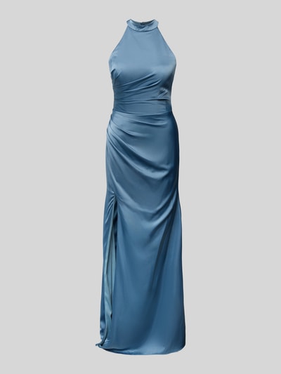 LUXUAR FASHION Avondjurk met plooien en loopsplit Rookblauw - 2