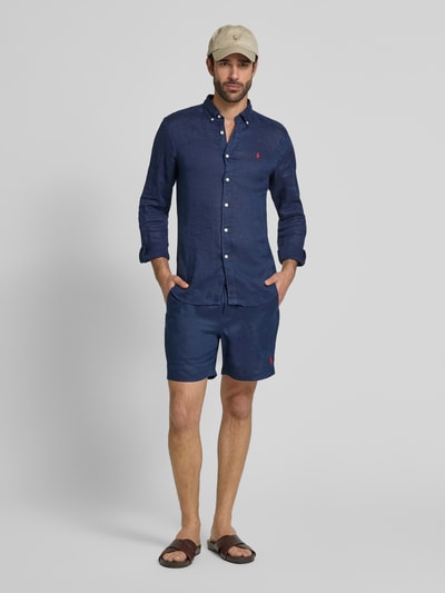 Polo Ralph Lauren Slim fit linnen overhemd met logostitching Marineblauw - 1