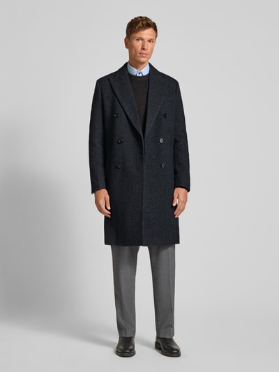 Christian Berg Men Regular fit lange jas met reverskraag en wol Antraciet - 1
