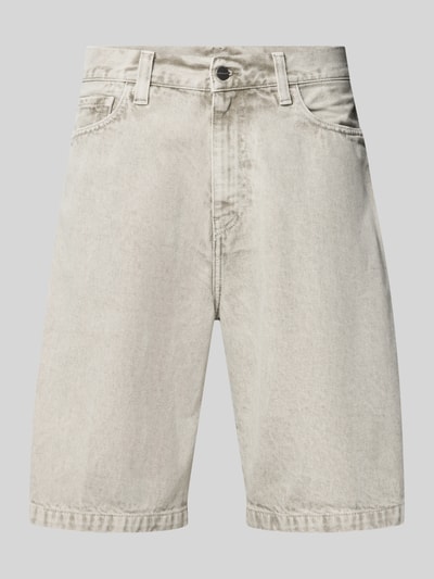 Produktfoto, Jeansshorts mit Eingrifftaschen Modell 'Smithfield' von Carhartt Work In Progress in hellem Grau, Reine Baumwolle, Relaxed-Fit, strukturierte Oberfläche, Bundweite 45 cm, Innenbeinlänge 28 cm, Größe 32