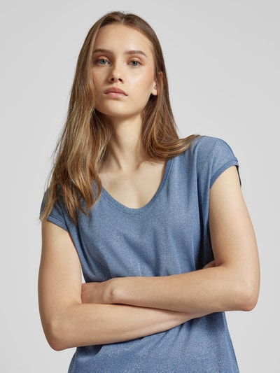 Only Top mit V-Ausschnitt Modell 'SILVERY' Rauchblau 3