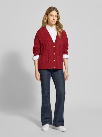 Tommy Hilfiger Kurtka z dzianiny o kroju oversized z czystej wełny Czerwony 1