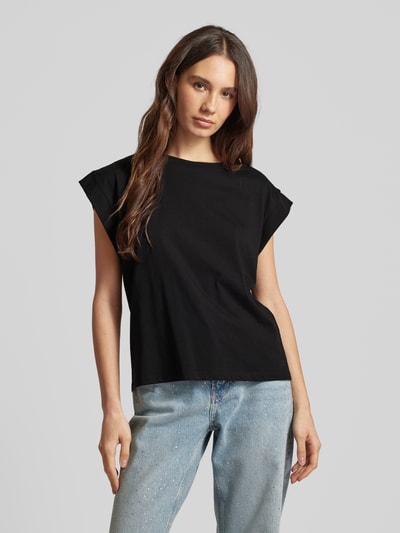 QS T-shirt met kapmouwen, model 'Over' Zwart - 4