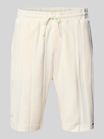 Produktfoto, Relaxed Fit Shorts aus katoenmix van Tom Tailor, Heren Sweatshorts, crème met subtiele strepen, zachte textuur