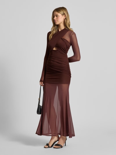 Bardot Abendkleid mit Nahtreißverschluss Modell 'VERIA' Schoko 1