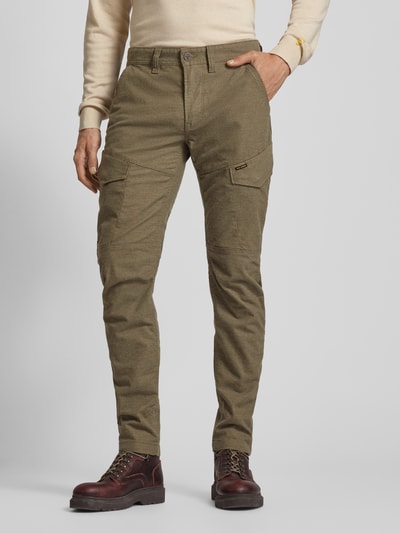 PME Legend Tapered fit cargobroek met labeldetail, model 'Skyring' Olijfgroen - 4