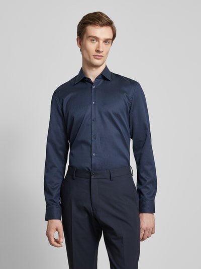 Jake*s Super Slim Fit Businesshemd aus Two Ply mit Kentkragen Marine 4